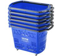 VEVOR Plastic Rolling Shopping Trolley Basket On Wheels 6PCS 39L with Handle