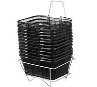 VEVOR Shopping Baskets with Handles, 12PCS, Black Metal Shopping Basket, Portable Wire Shopping Basket, Black Wire Mesh shopping Basket Set for Supermarkets, Retail Stores, Grocery Shopping, Black