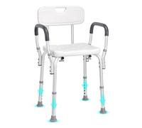 VEVOR Shower Chair Bath Bench Seat Stool with Back Arms Adjustable Height 350lbs