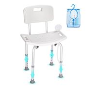 VEVOR Shower Chair, Shower Seat with Back, Adjustable Height Shower Stool, Shower Chair for Inside Shower Bathtub, Non-slip Bathroom Bench Bath Chair for Elderly Disabled Handicap, 158.8 kg Capacity