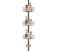 VEVOR Shower Corner Caddy Tension Pole, 39" to 125" High, Multi-Functional Shower Tension Pole with Strong Load-Bearing Tray, Rust-Proof Easy-to-Install Tension Pole, Fit for Bathroom,Trapezium