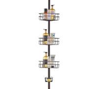 VEVOR Shower Corner Caddy Tension Pole, 39" to 125" High, Multi-Functional Shower Tension Pole with Strong Load-Bearing Tray, Rust-Proof Easy-to-Install Tension Pole, Fit for Bathroom,Trapezium