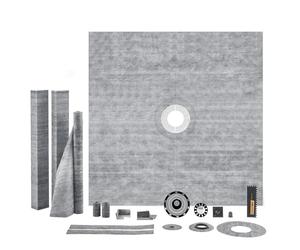 VEVOR Shower Curb Kit, 1828x1828mm Shower Pan Kit with 50.8mm PVC Central Flange, 101.6mm Stainless Steel Grate, Waterproof Shower Curb & Membrane & Strip, Shower Pan Slope Sticks Fit for Bathroom