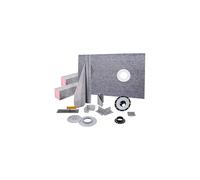VEVOR Shower Curb Kit, 38"x60" Watertight Shower Curb Overlay with 4" ABS Offset Bonding Flange, 4" Stainless Steel Grate, 2 Cuttable Trowel, Pan