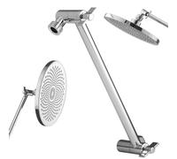 VEVOR Shower Head Extension Arm 11 Inches Brass Shower Arm Extender with Flexible Adjustable Angle Height Chrome Finish G1/2 Universal Thread Con