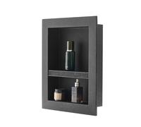 VEVOR Shower Niche, 40.6 x 50.8 x 10.2 cm Recessed Wall Niche with Movable Divider Shelf, Modern Soap & Shampoo Storage Organizer, Square Corners, Sealed Waterproof Design, Black for Bathroom Shower