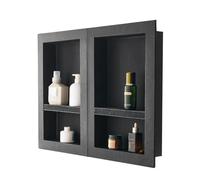 VEVOR Shower Niche, 40.6 x 61.0 cm + 40.6 x 61.0 cm Recessed Wall Niche with Movable Shelf, 10.2 cm Thick Modern Soap & Shampoo Storage Organizer,Square Corners,Sealed Waterproof, Black for Bathroom