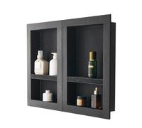 VEVOR Shower Niche, 40.6 x 61.0 cm + 40.6 x 61.0 cm Recessed Wall Niche with Movable Shelf, 10.2 cm Thick Modern Soap & Shampoo Storage Organizer,Square Corners,Sealed Waterproof, Black for Bathroom