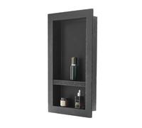 VEVOR Shower Niche, 40.6 x 71.1 x 10.2 cm Recessed Wall Niche with Movable Divider Shelf, Modern Soap & Shampoo Storage Organizer,Square Corners,Sealed Waterproof Design,Black for Bathroom