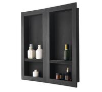 VEVOR Shower Niche, 40.6 x 81.3 cm + 40.6 x 81.3 cm Recessed Wall Niche with Movable Shelf, 10.2 cm Thick Modern Soap & Shampoo Storage Organizer,Square Corners,Sealed Waterproof, Black for Bathroom