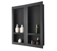 VEVOR Shower Niche, 40.6 x 81.3 cm + 40.6 x 81.3 cm Recessed Wall Niche with Movable Shelf, 10.2 cm Thick Modern Soap & Shampoo Storage Organizer,Square Corners,Sealed Waterproof, Black for Bathroom