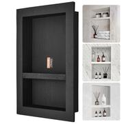 VEVOR Shower Niche Ready for Tile 40.64 x 60.96 cm, Double Shelf Organizer, Square Corners Wall-inserted Niche Recessed, Sealed Protection Modern Soap