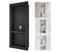 VEVOR Shower Niche Ready for Tile 40.64 x 81.28 cm, Double Shelf Organizer, Square Corners Wall-inserted Niche Recessed, Sealed Protection Modern Soap
