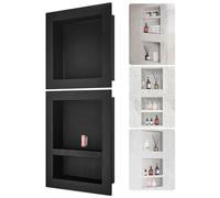 VEVOR Shower Niche Ready for Tile 40.64x40.64cm & 40.64x50.8cm, Triple Shelf, Square Corners Wall-inserted Niche Recessed, Sealed Protection Modern Soap Storage Niche for Shower Bathroom, Black