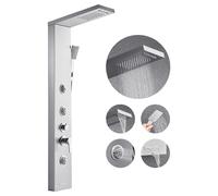 VEVOR Shower Panel Tower System with Rainfall Waterfall Shower Head, 53 in Brushed Stainless Steel Shower Column, 5-Function Faucet, Wall-Mount Rain Massage System with 3 Body Jet, Handheld, Tub Spout