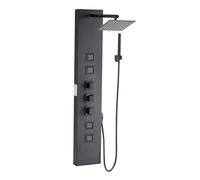 VEVOR Shower Panel Tower System with Rainfall Shower Head, 49 in Brushed Stainless Steel Shower Column, 4-Function Faucet, Wall-Mount Rain Massage System, with 4 Body Jets, Handheld, and Tub Spout