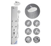 VEVOR Shower Panel Tower System with Rainfall Shower Head, 49 in Brushed Stainless Steel Shower Column, 3-Function Faucet, High Pressure Wall-Mount Rain Massage System with 6 Body Jets and Handheld