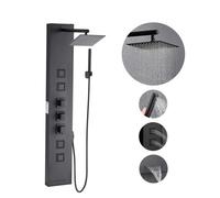 VEVOR Shower Panel Tower System with Rainfall Shower Head, 49 in Brushed Stainless Steel Shower Column, 4-Function Faucet, Wall-Mount Rain Massage System, with 4 Body Jets, Handheld, and Tub Spout