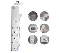 VEVOR Shower Panel Tower System with Rainfall Shower Head, LED, 49 in Brushed Stainless Steel Shower Column, 4-Function Faucet, Wall-Mount Rain Massag
