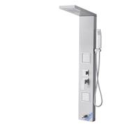 VEVOR Shower Panel Tower System with Rainfall Waterfall Shower Head, 53 in Brushed Stainless Steel Shower Column, 5-Function Faucet, Wall-Mount Rain Massage System with 2 Body Jet, Handheld, Tub Spout