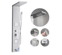 VEVOR Shower Panel Tower System with Rainfall Waterfall Shower Head, 53 in Brushed Stainless Steel Shower Column, 5-Function Faucet, Wall-Mount Rain Massage System with 2 Body Jet, Handheld, Tub Spout