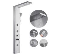 VEVOR Shower Panel Tower System with Rainfall Waterfall Shower Head, 53 in Brushed Stainless Steel Shower Column, 5-Function Faucet, Wall-Mount Rain Massage System with 3 Body Jet, Handheld, Tub Spout