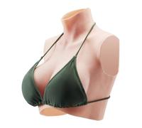 VEVOR Silicone Breastplate, C-Cup High Neckline Fake Breasts for Crossdressers, Realistic Silicone-Filled Fake Boobs Breast Forms for Transgender Cosplay Drag Queen, Ivory
