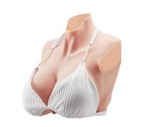VEVOR Silicone Breastplate, K Sized High Neckline Fake Breasts for Crossdressers, Realistic Silicone-Filled Fake Boobs Breast Forms for Transgender Cosplay Drag Queen, Ivory