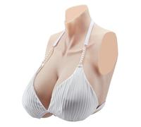 VEVOR Silicone Breastplate, K Sized High Neckline Fake Breasts for Crossdressers, Realistic Silicone-Filled Fake Boobs Breast Forms for Transgender Cosplay Drag Queen, Ivory