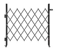 VEVOR Single Folding Security Gate, Lockable Scissor Gate with 360° Swivel Casters, Outdoor Barricade Steel Retractable Gates, for Entry Security, Garage, Warehouse & Pool, 43.31 x 51.57 in (W x H)