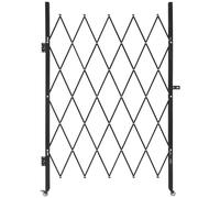 VEVOR Single Folding Security Gate, Lockable Scissor Gate with 360° Swivel Casters, Outdoor Barricade Steel Retractable Gates, for Entry Security, Garage, Warehouse & Pool, 49.61 x 77.76 in (W x H)