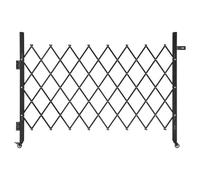 VEVOR Single Folding Security Gate, Lockable Scissor Gate with 360° Swivel Casters, Outdoor Barricade Steel Retractable Gates, for Entry Security, Gar