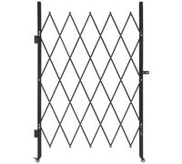 VEVOR Single Folding Security Gate, Lockable Scissor Gate with 360° Swivel Casters, Outdoor Barricade Steel Retractable Gates, for Entry Security, Gar