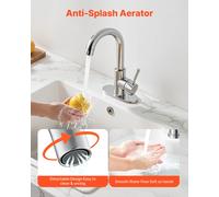 VEVOR Single Handle Sink Faucet, Brushed Nickel Single Handle Bathroom Faucet, Kitchen Water Faucets with Anti-Splash Aerator, Suitable for Bathroom, RV, Bar Sink, Public Restroom, High Arc Spout