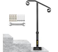VEVOR Single Post Handrail Handrail Wrought Iron Fits 1 or 2 Steps Matte Gray
