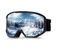 VEVOR Ski Goggles, Cylindrical Lens with Silver Mirror Revo Coating, OTG Anti fog Snow Goggles for Men Women Youth, TPU Frame & Ventilation Structure,