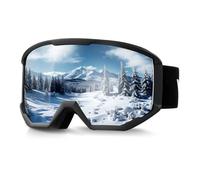 VEVOR Ski Goggles, Cylindrical Lens with Silver Mirror Revo Coating, OTG Anti fog Snow Goggles for Men Women Youth, TPU Frame&Ventilation Structure, Suitable for Skiing, Skating, Snowboarding, Cycling