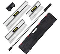 VEVOR Skimming Blade Set,10"+16"+24" Blades + 35"-78" Extension Handle，European Stainless Steel Construction Knife, Aluminum Blade Profile Smoothing Knockdown Spatula for Gyprock/Drywall/Wall-Boa