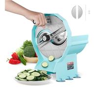 VEVOR SL-p01 0-0.5"/0-12mm Thickness Adjustable Commercial Slicer, Double Feed Ports, Stainless Steel Blade Food Cutter Slicing Machine for Cucumber, Lemon, Tomato, Plastic, Blue