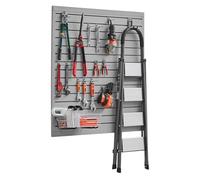 VEVOR Slat Wall Paneling, 4 x 4 ft, PVC Garage Slatwall with Modular Design, Grey Slat Wall Easy-to-Install Adjustable Slatwall Panel with Coupling Structure & DIY Cutting, Fits for Storage & Display