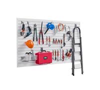 VEVOR Slat Wall Paneling, 8 x 4 ft, PVC Garage Slatwall with Accessories, White Slat Wall Easy-to-Install Adjustable Slatwall Panel with Coupling Structure & DIY Cutting, Fits for Storage & Display