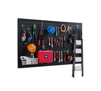 VEVOR Slat Wall Paneling, 8 x 4 ft, PVC Garage Slatwall with Modular Design, Black Slat Wall Easy-to-Install Adjustable Slatwall Panel with Coupling Structure & DIY Cutting, Fits for Storage & Display
