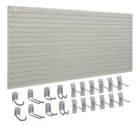 VEVOR Slatwall Panels with Hooks, 1.2x0.3m Gray Garage Wall Panels 12" H x 48" L (Set of 8 Panels), Heavy Duty Garage Wall Organizer Display for Retail Store, Garage Wall, Craft Storage Organization