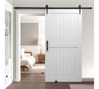 VEVOR Sliding Barn Door, 1067 x 2134mm, High-Strength MDF Panel, Barn Door with Hardware Kit, Water-Proof PVC Surface, Easy to Install, H-Frame, Smoothly and Quietly Sliding for Living Room, Bathroom