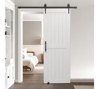 VEVOR Sliding Barn Door, 762 x 2134mm, High-Strength MDF Panel, Barn Door with Hardware Kit, Water-Proof PVC Surface, Easy to Install, H-Frame, Smoothly and Quietly Sliding for Living Room, Bathroom