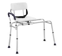 VEVOR Sliding Tub Transfer Bench, Height Adjustable Bathtub Transfer Bench with Cut-Out Seat, Reversible Backrest & Safety Belt, Non-Slip Shower Chair