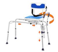 VEVOR Sliding Tub Transfer Bench with 360 Degree Swivel Seat, Height Adjustable Bathtub Transfer Bench with Armrest & Safety Belt, Non-Slip Rotating Shower Chair for Elderly Disabled, 400LBS Capacity