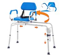 VEVOR Sliding Tub Transfer Bench with 360 Degree Swivel Seat, Sliding Shower Chair with Pivoting Armrest & Padded Seat and Safety Belt, Height Adjustable Bath Chair for Elderly Disabled 330LBS