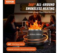 Vevor Smokeless Fire Pit Stainless Steel 40.1Cm High-Temp Coating Side-Pull Ash Tray 6.5Kg Portable