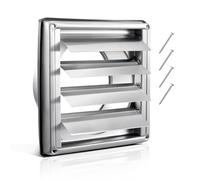 VEVOR SMS-100 97mm Wall Louvered Square AC Vent Gable Cover, Premium Stainless Steel & with Noise Reducing Rubber Gasket, for House,Bathroom,Garage,Kitchen,Basement (1 Pack, Silver)